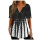 thumbnail image 2 of Puntoco 2024, tops a la moda de verano para mujer, top de manga corta holgado informal con estampado con cuello en V, top/camisa de manga corta con cuello en V, 2 of 5