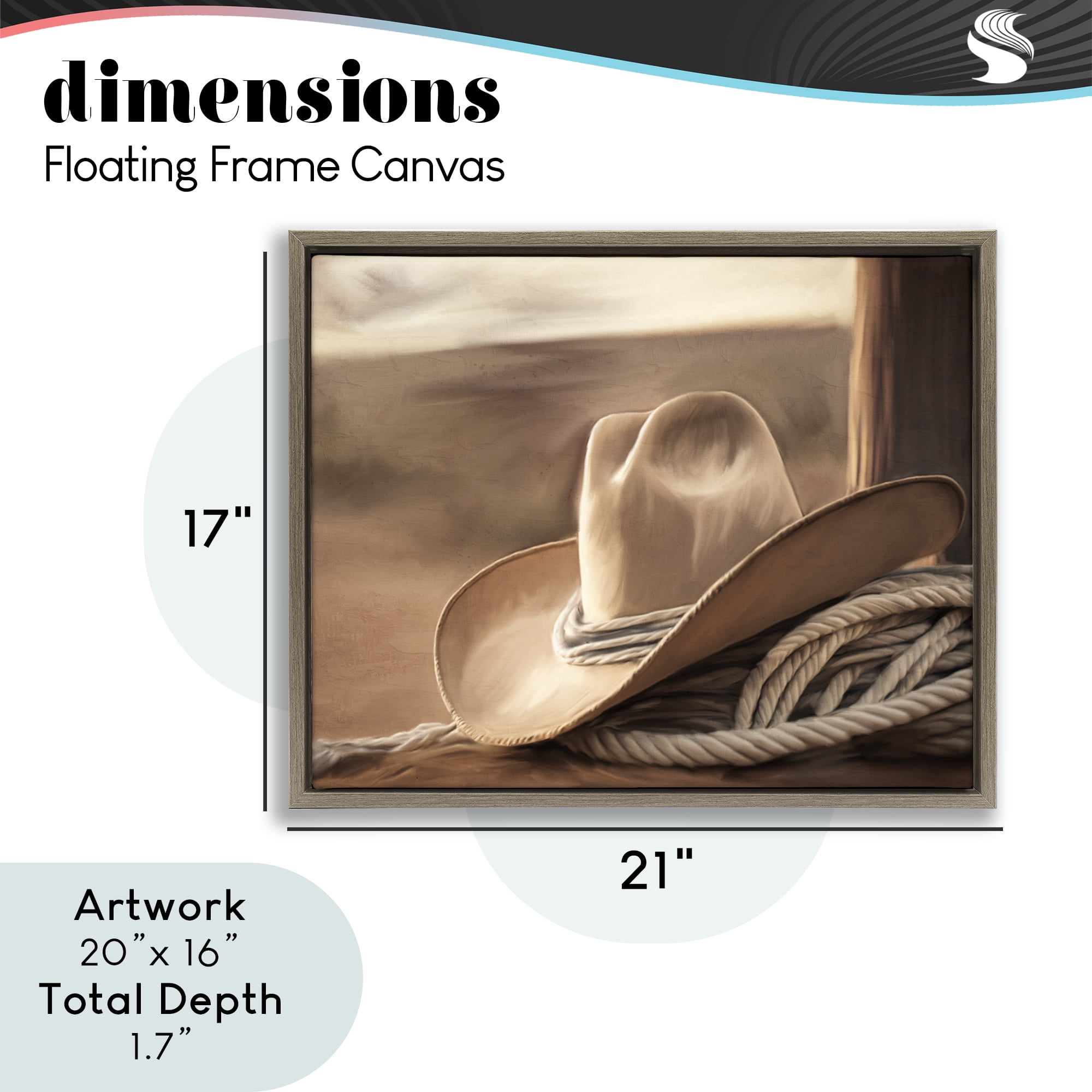 Stupell Industries White Cowboy Hat Brown Framed Floater Canvas Wall Art, design by Kim Allen