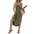 thumbnail image 2 of Women'S Summer Casual Sleeveless U Neck Dress Beach Cover Up Long Maxi Dresses with Pocket Green L, 2 of 10