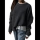 thumbnail image 3 of Suéter de Punto Holgado con Cuello Redondo y Color Liso para Mujer, Ideal para Otoño e Invierno. Gris Oscuro L, 3 of 10