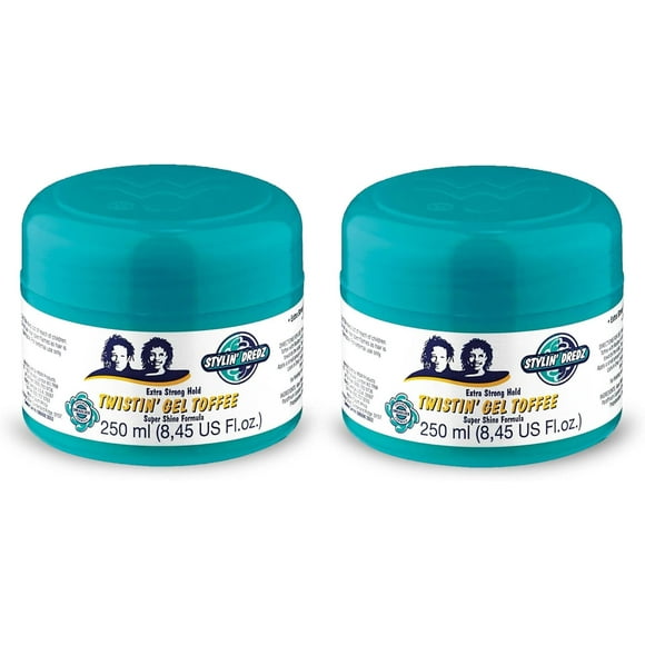 Stylin' Dredz Formule Super Brillante au Caramel Gel Scintillant à Tenue Extra Forte (250 ml, Lot de 2)