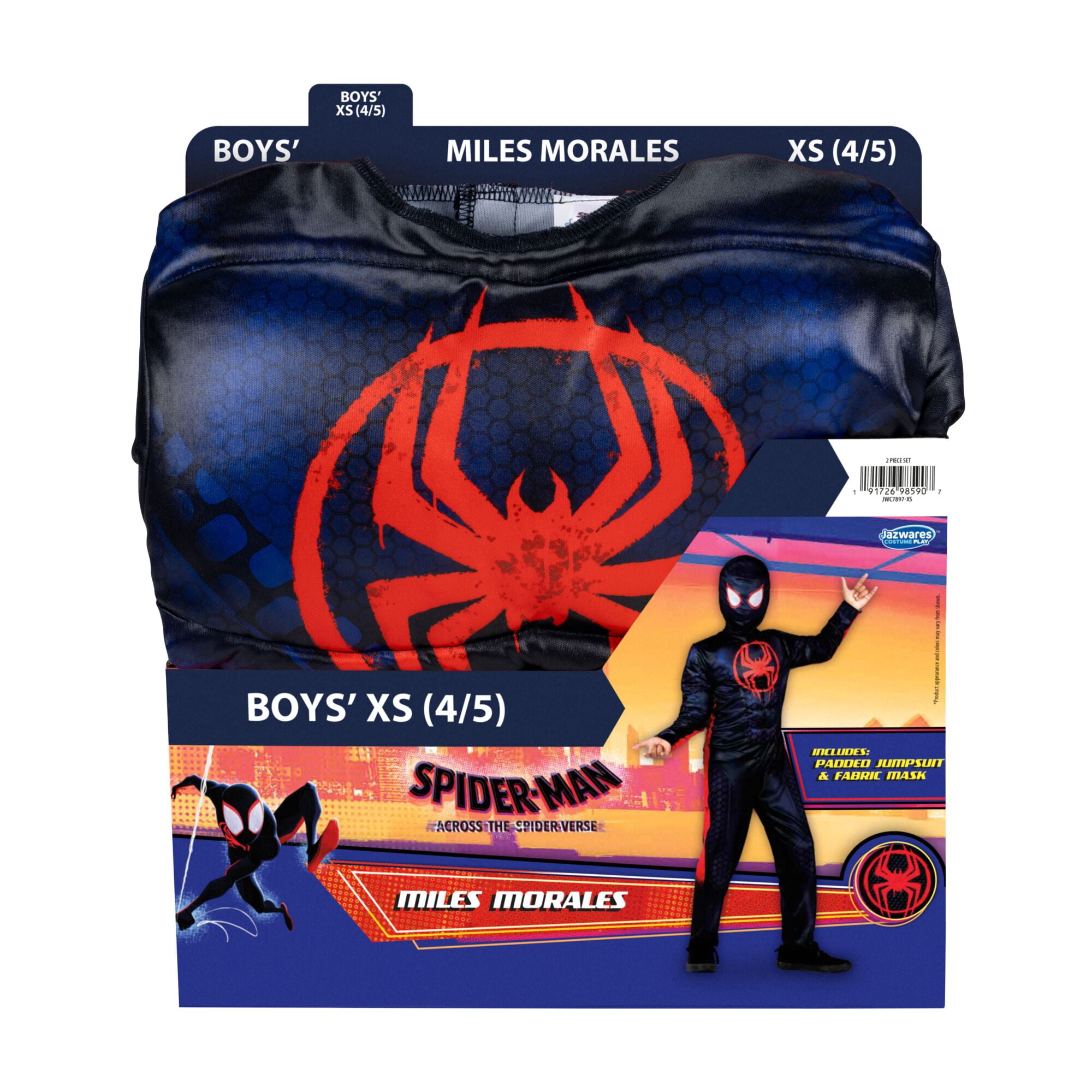 Marval's Miles Morales Halloween Costume for Children, Boy's Size XS (4/5), by Jazwares