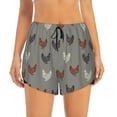 thumbnail image 2 of Rateoe Rooster Printed 2 in 1 Women's Workout Shorts for Athletic Gym Running Shorts with Phone Pockets-Medium, 2 of 7