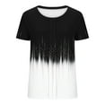 thumbnail image 7 of Sexlip Womens Short Sleeve Blouse Gradient Fringe Style Print Crew Neck Loose Sleeve Soft Fabric Relaxed Silhouette for Casual Outings Black XXL, 7 of 7