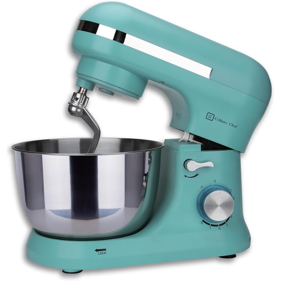 4.5L Stand Mixer with Stainless Steel Bowl, Tilt- Kitchen Electric Mixer with Dough Hook, Mixing Beater and Whisk, Splash Guard, Blue