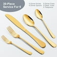 thumbnail image 4 of Cibeat Gold Silverware Set, 30 Piece Flatware Set, Stainless Steel Kitchen Restaurant Tableware Cutlery Set, Service for 6, Include Knife/Fork/Spoon, Mirror Polished, Dishwasher Safe, 4 of 5