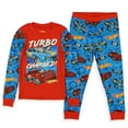 thumbnail image 4 of Hot Wheels Pajamas Toddler Boys' Turbo Charged Tight Fit 2-Piece Sleep Lounge Set, 4 of 7