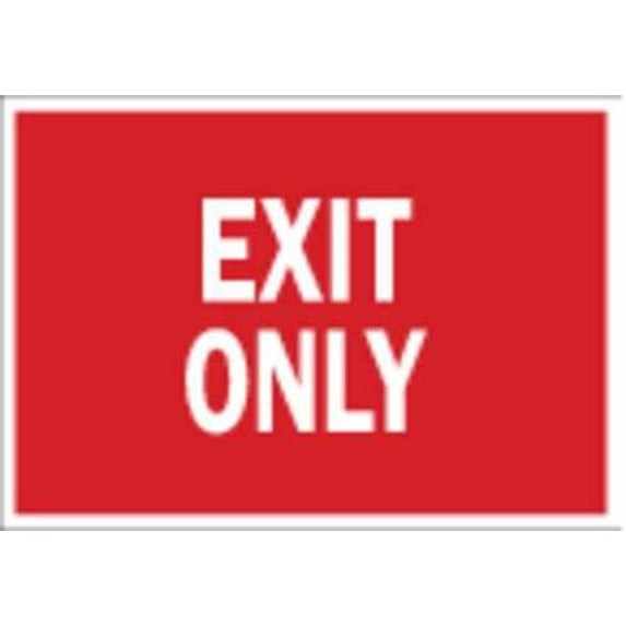 BRADY 70976 Exit Sign, 14 x 20In, R/WHT, Exit Only, ENG