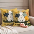thumbnail image 2 of Happy Easter Pillow Covers 2 Pack Spring Eggs Flowers White Rabbit Yellow Background Pillowcase Waterproof Outdoor Throw Pillow Cover for Patio Garden Square Cushion 18”x18”, 2 of 9