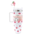 thumbnail image 4 of PartyAire® Strawberry Stainless Steel Tumbler with Handle, Reusable Straw & Topper – White, 30 oz, 4 of 6