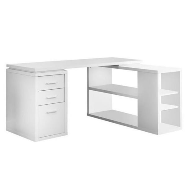 Facing Corner Computer Desk, White Desk With Drawers On One Side