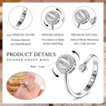 thumbnail image 2 of y 925 Sterling Silver Fidget Anxiety Ring - Owlhole Stone Rotatable Spinner Ri, 2 of 5