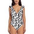 thumbnail image 2 of Yiaed Cute Panda Print Women's Ruffled One Piece Swimsuit V Neck Swimwear Slimming Monokini for Woman-X-Large, 2 of 8