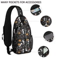 thumbnail image 2 of Sling Backpack,Black Halloween Dancing Skeletons Crossbody Bag with Water Bottle Holder,Waterproof Sling Bag for Men/Women with Chest Phone Holder for Hiking,Travel, 2 of 6