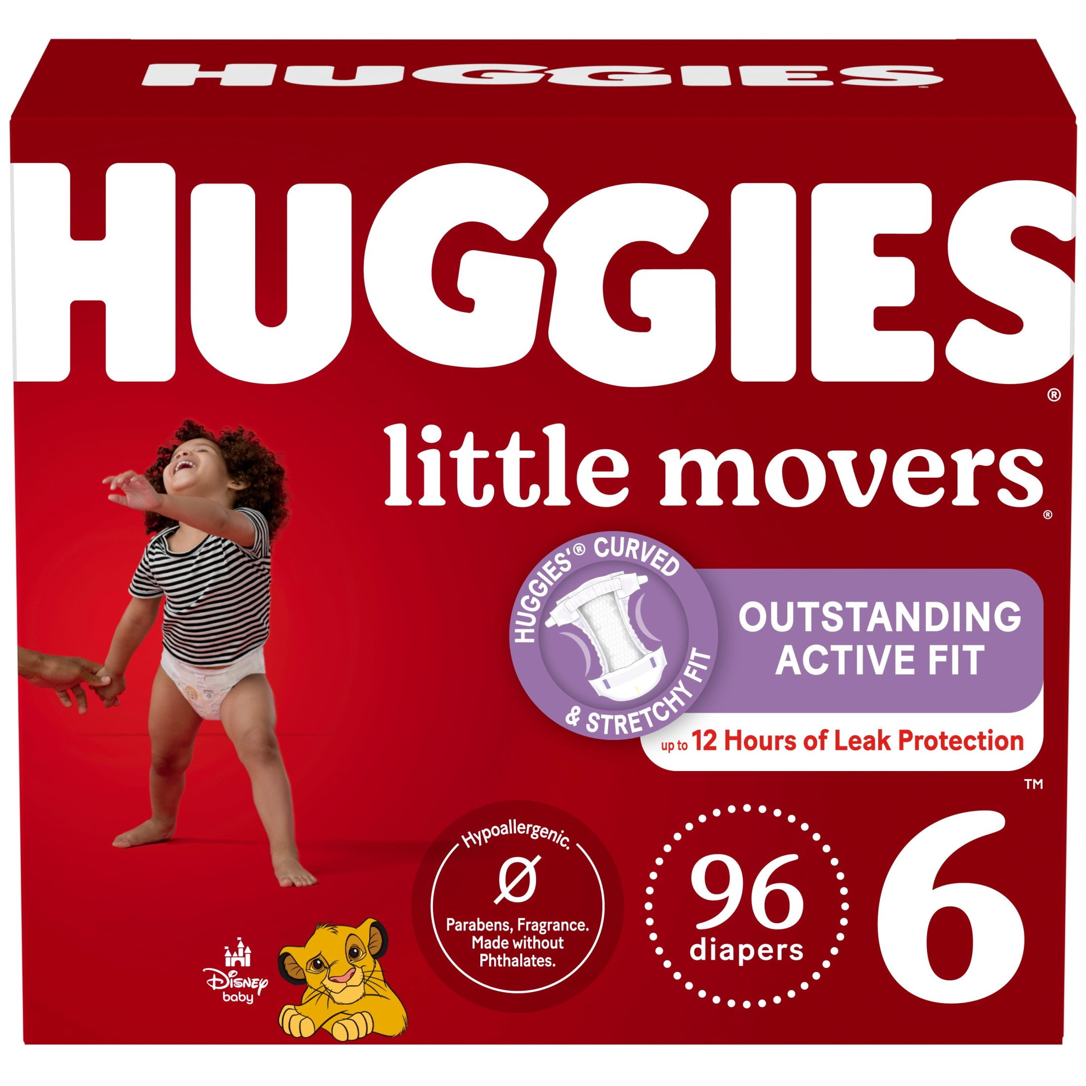 Huggies Little Movers Baby Diapers, Size 6 (35+ lbs), 96 Ct (Select for More)