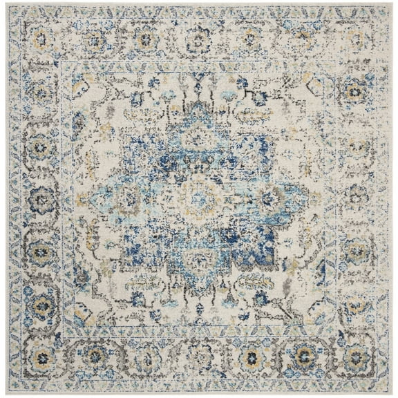 SAFAVIEH Madison Katina Traditional Area Rug, Turquoise/Ivory, 6'7" x 6'7" Square