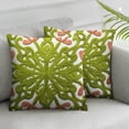 thumbnail image 3 of Jiayy   Summer Decorative Throw Pillow Covers , Classic Boho Mandala Green Pattern Canvas Chic Accent Cushion Cases for Sofa Couch Bed Living Room Decor set of 2 22x22in, 3 of 7