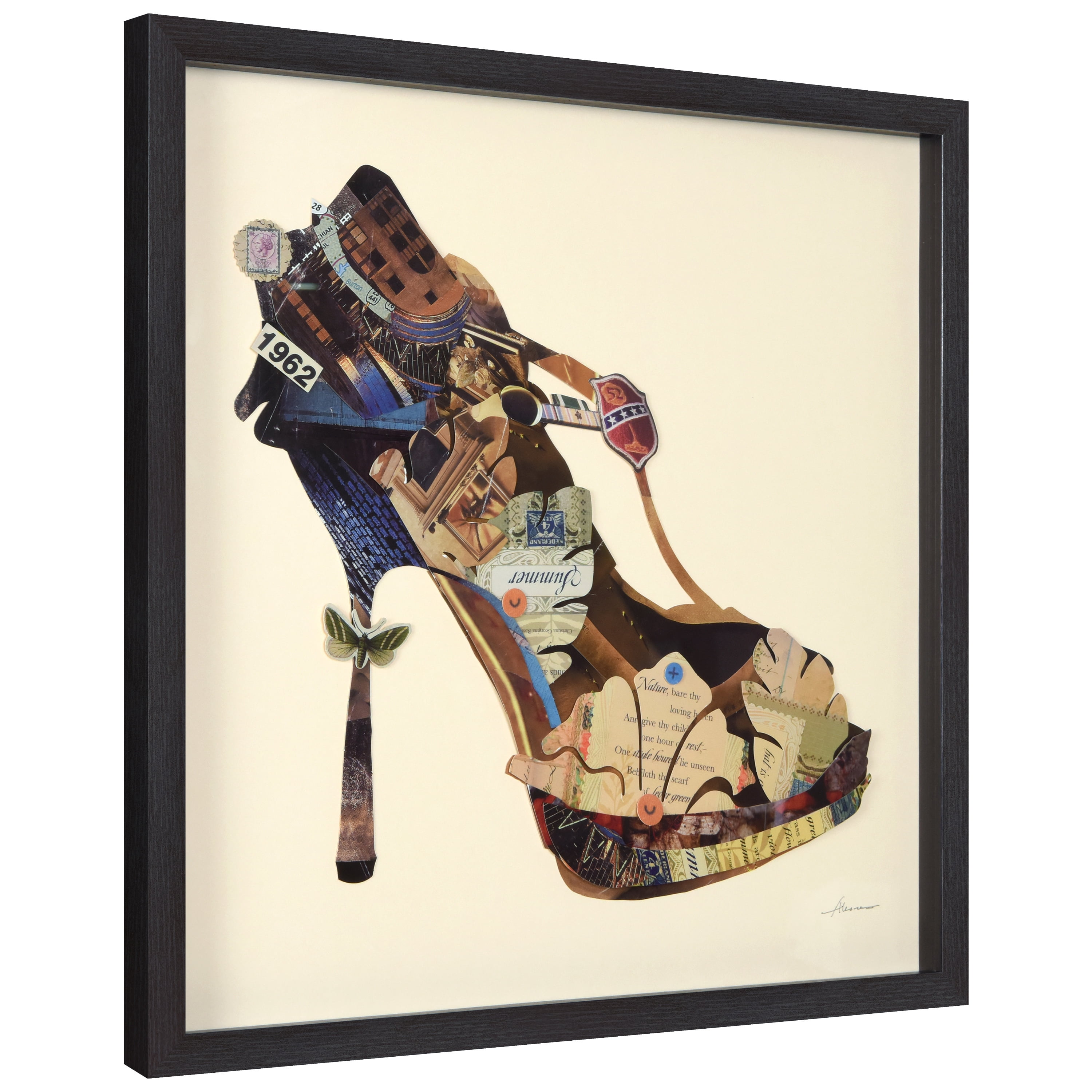 Empire Art Direct Empire Art "High Heeled" Alex Zeng's dimensional collage, under glass & a black shadow box frame