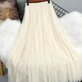 thumbnail image 2 of Ashirexll Womens Skirts, Plus Size Solid Color High Waist Bead Mesh High Elasticity Waistband Flowy Maxi Long Skirt Beige Free Size, 2 of 6