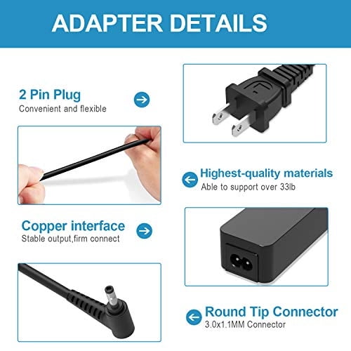 Cargador de CA Nicpower para Lenovo N21 Chromebook GX20K02934 5A10H70 45W 20V 2.25A
