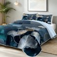 thumbnail image 2 of Davulos Bedspreads for Queen Size Bed,3 Pieces Teal Ginkgo Leaf Pattern Quilt Set,Reversible Lightweight Bed Cover Modern Minimalist Farmhouse Bedding Set for Bedroom Decor, 2 of 9