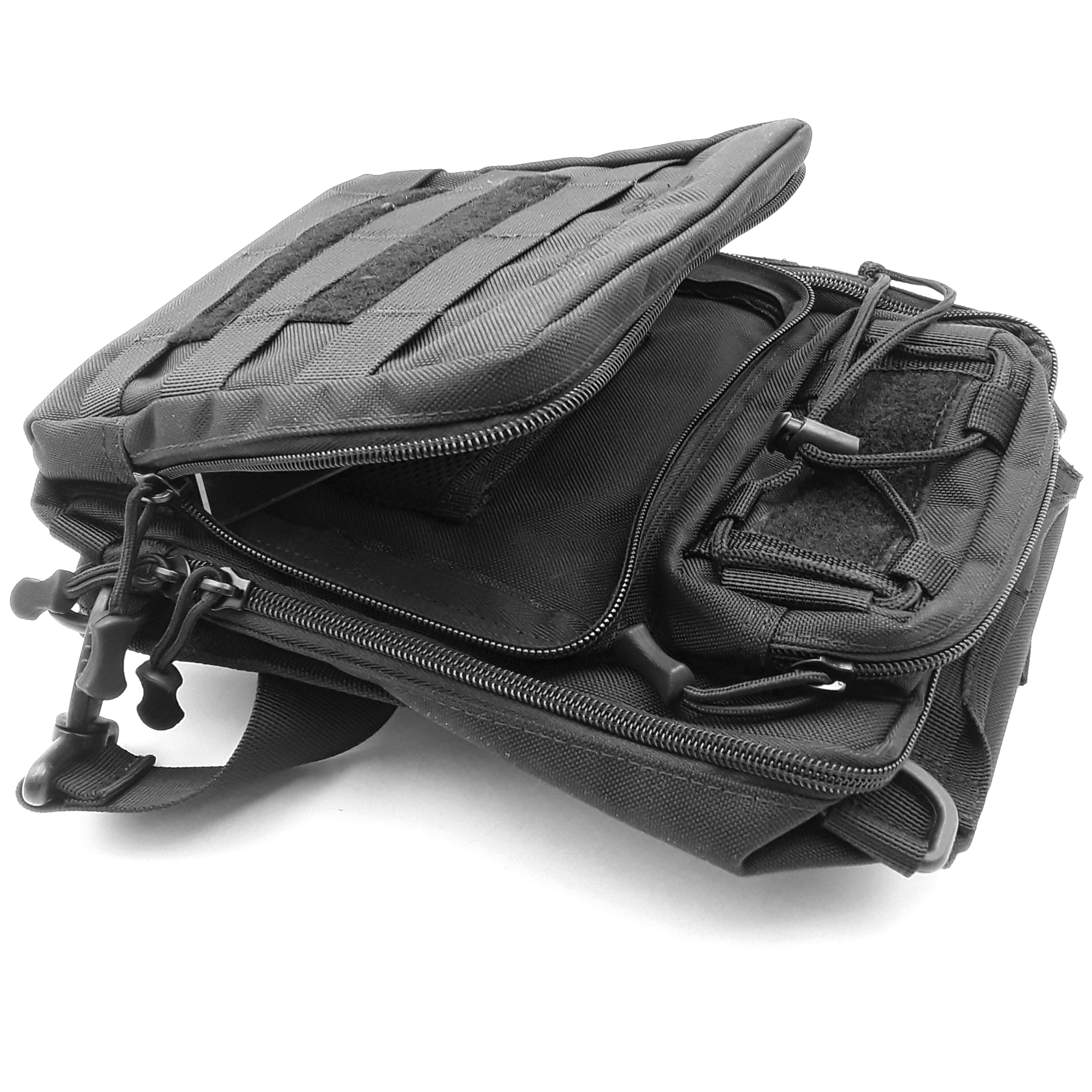 Recover Innovations EDC Bag Shoulder Sling Backpack w/ Molle-loop System, 3 Pockets, Black