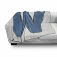 thumbnail image 3 of Letter W Soft Flannel Fleece Blanket, Symmetrical Latin Letter Capital W with Blue Jean Pattern Typography Design Print, Cozy Plush for Indoor and Outdoor Use, 70" x 90", Blue Yellow, by Ambesonne, 3 of 6