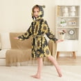 thumbnail image 4 of FORMRS Niños Bathrobe Unisex Hooded Robe Soft Plush Pajamas Sleepwear, Size 4-6T, Black Sunflower Pattern, 4 of 7