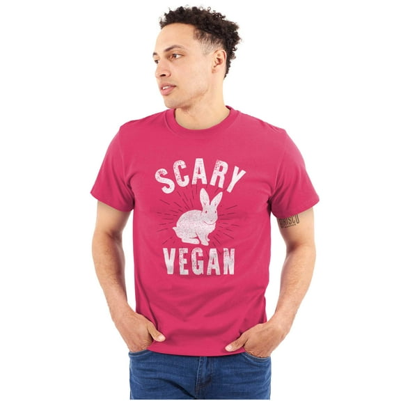 Scary Vegan Bunny Rabbit Vegetarian Men's Graphic T Shirt Tees Brisco Brands S