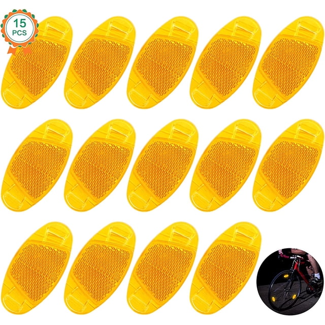 15 reflectores reflectantes para radios de bicicleta de color naranja para mayor seguridad en bicicletas de montaña y de carreras, 7 x 3,5 cm
