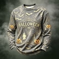thumbnail image 5 of Havenx Halloween Shirt for Men Pumpkin Print Shirt Long Sleeve Crew Neck Tshirts Funny Spooky Scary Lightweight Casual Retro Top,Gray 2XL, 5 of 5