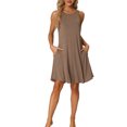 thumbnail image 2 of INSPIRE CHIC Vestido de dormir sin mangas de mezcla de algodón suave para mujeres con bolsillos para relajarse en primavera y verano XS Camel profundo, 2 of 6