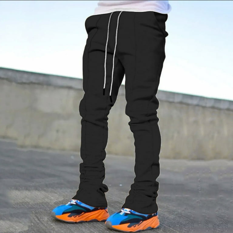 Rovga Work Pants Men Comfortable Solid Color Straight Leg Jogger