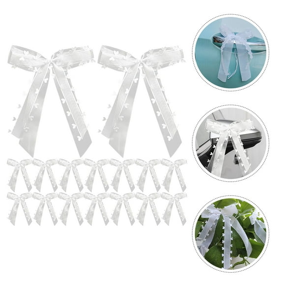 SEWCHICS 30pcs White Fabric Bows for Christmas, Wedding Decorations, Party Crafts, Holiday Decor and Projects