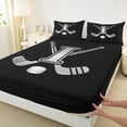 thumbnail image 3 of Homewish Kids Teens Ice Hockey Queen Sheet Sets 4-Piece for Boys Girls, Black Gray Monogrammed Flat Sheet, Sports Theme Queen Fitted Sheet, Microfiber Bedroom Decorative, 3 of 7