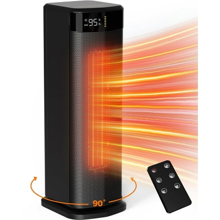 ALROCKET Space Heater,1500W Electric PTC Ceramic Heater with Thermostat,Remote,ECO Mode,90°Oscillation,24H Timer,Smart Tower Heater for inside,Room,Office,Bedroom