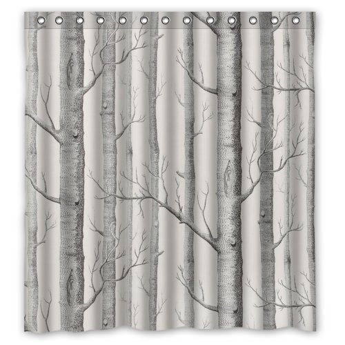 Kikkerland Shower Curtain Polyester Birch