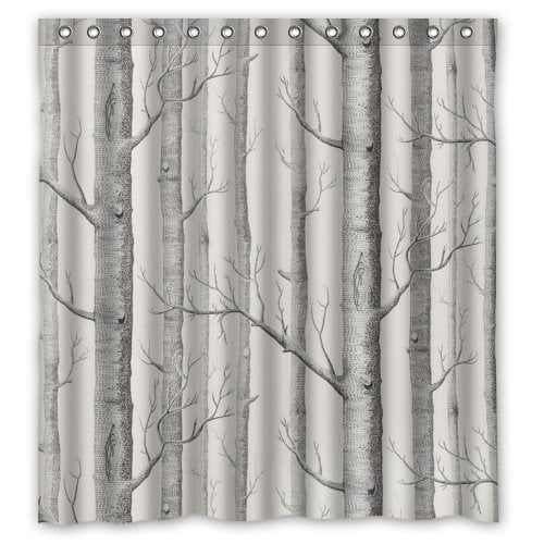 Odecor Birch Tree Shower Curtain, Birch Tree Shower Curtain