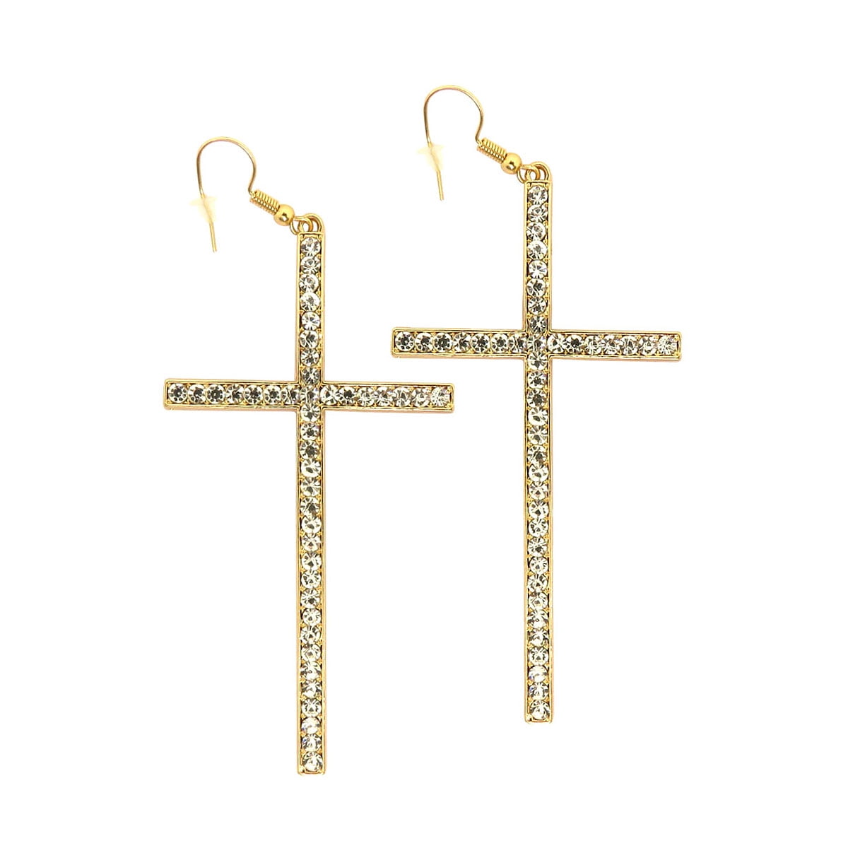 Gold Cross Fashion Earrings Cubic Zirconia Diamond Cross Earrings Long