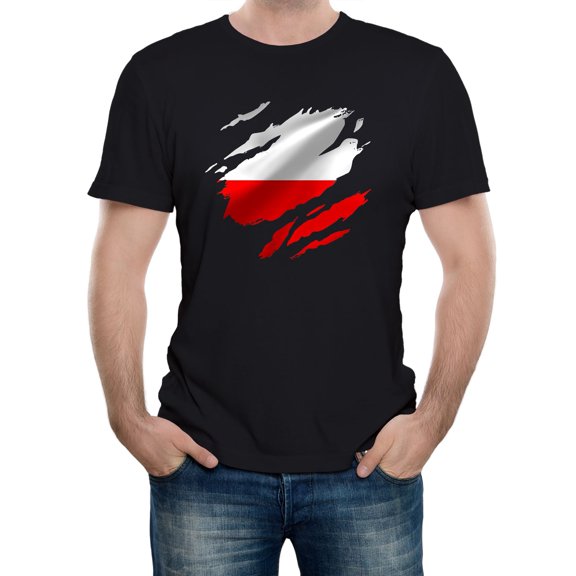 Torn Poland Flag Men's Graphic T-Shirt | Patriotic National Pride Tee
