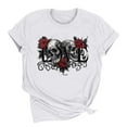 thumbnail image 4 of Busydd Womens Summer Tops Skull Print T Shirts for Women Casual Short Sleeve Round Neck Graphic Tees Comfortable Lightweight Cotton T-Shirts S, 4 of 6
