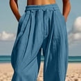 thumbnail image 4 of DHFJKG Harem Linen Pants Women Lightweight Loose Fit Elastic Waist Solid Color Ankle-Tied Beach Pants With Pockets Versatile Trousers, 4 of 9
