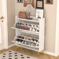 thumbnail image 2 of Sesslife Shoe Rack Organizer with 2 Flip Drawers and Open Shelf, Freestanding Shoe Storage Cabinet with Metal Legs, Hidden Tipping Bucket Shoe Cabinet for Living Room Entryway Hallway, White, 2 of 12