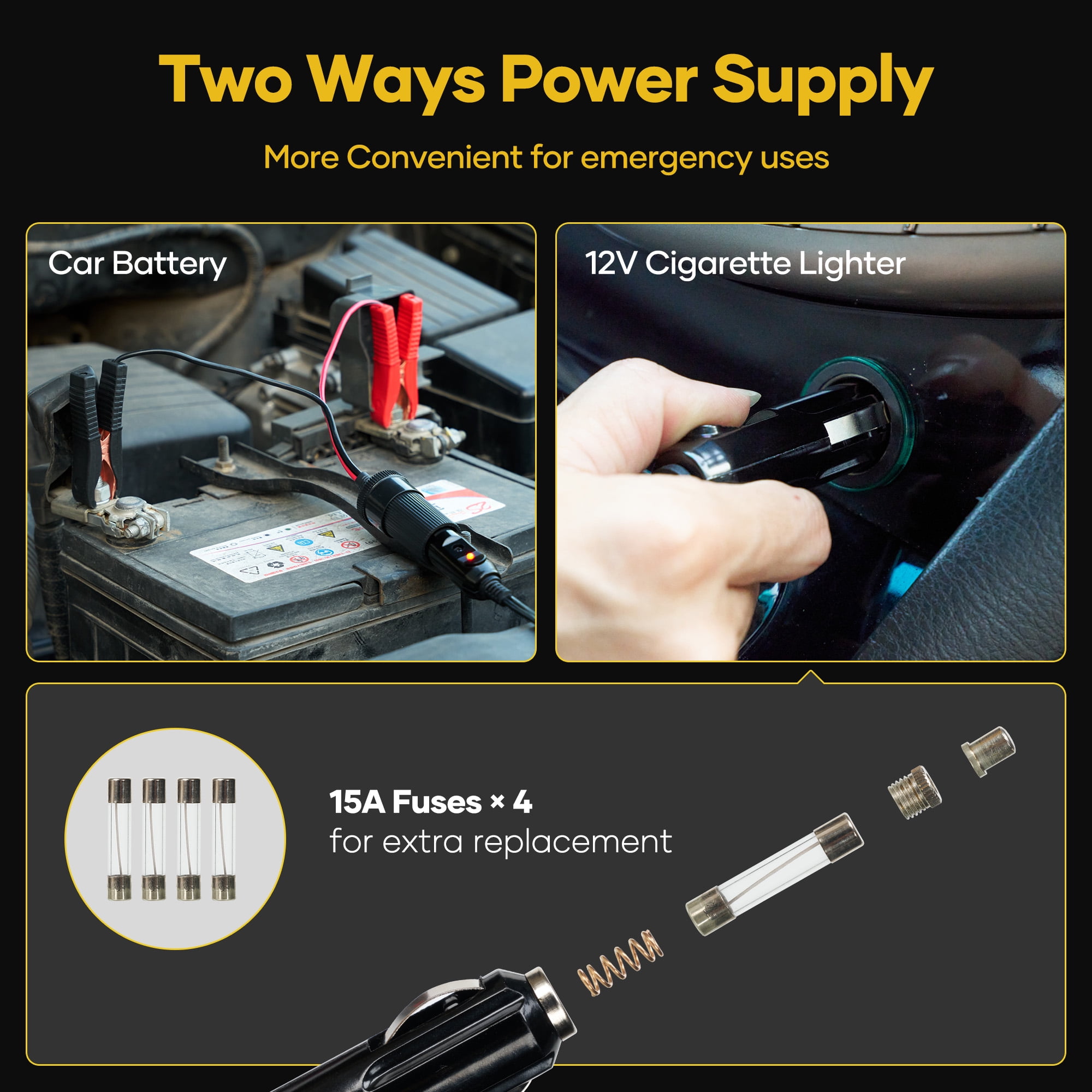 Naipo Electric Car Jack Kit, 5 Ton 12V Portable Battery CarJack Lifting with Electric Wrench/Built-in Tire Inflator Pump/LED Light for SUV/Sedans Yellow