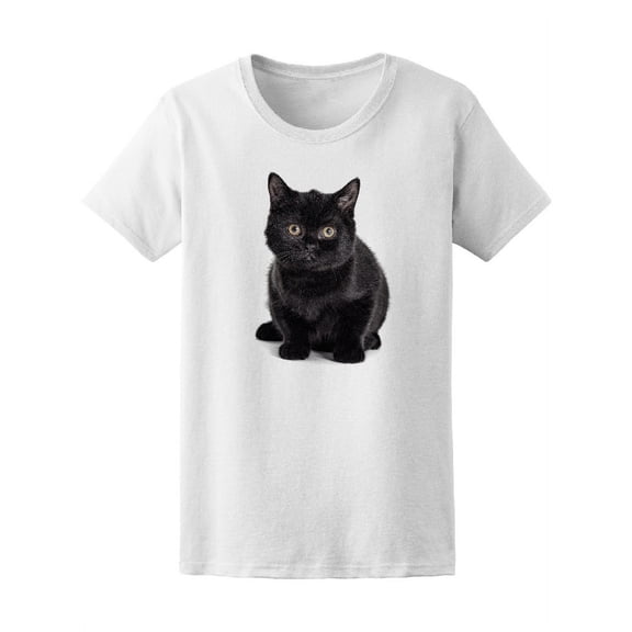 Black Cat With Yellow Eyes T-Shirt Women -Image by Shutterstock, Female x-Large