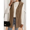 thumbnail image 2 of Fall Winter Women'S Double-Sided Fleece Casual Hooded Cardigan Vest Casual Oversized Warm Button Fleece Vest Brown XL, 2 of 6