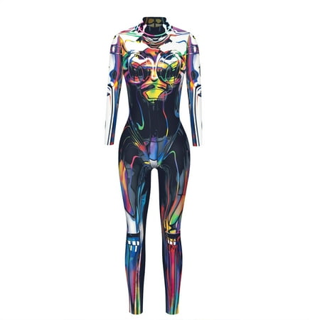

Baycosin Women s Onesie Sexy Tech Print Long Sleeve Onesize