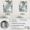 Designart "Blooming Damask Azure" Damask Wall Mirror, Printed Beige
