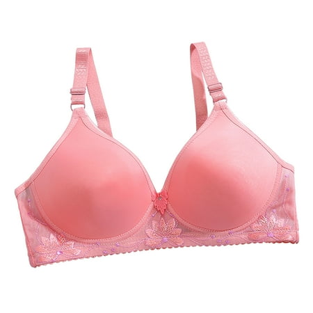 Bcresic Saving Bras for Women Floral Embroidery Bralette Wireless Seamless Lingerie Adjustable Strap Bralettes Hide Back Fat Underwear Deals Hot Pink Medium