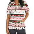 thumbnail image 2 of Holiday Gifts! Titcea Christmas Scrub Tops for Women Stretchy V Neck Short Sleeve Cute Xmas Printed Nurse Holiday Working Uniforms, 2 of 5